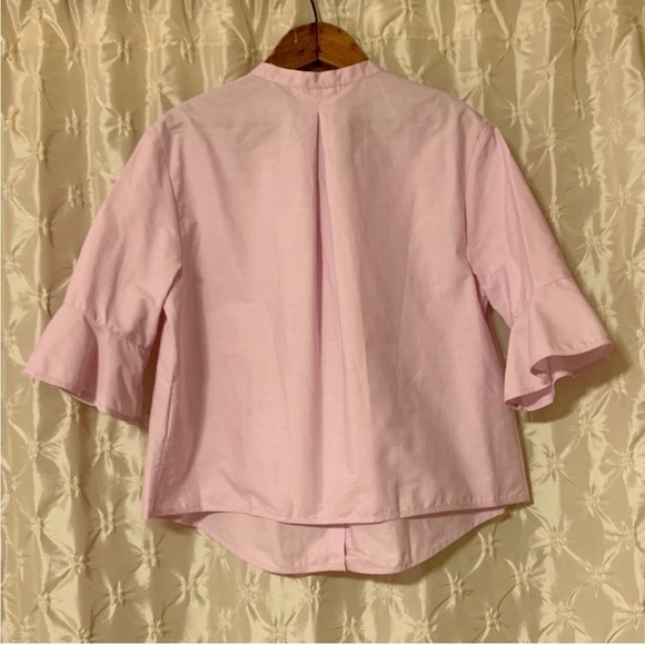 MAJE Charly Flared Bell Cuff Poplin Shirt Relaxed Fit Blouse Rose Pink - Picture 5 of 15